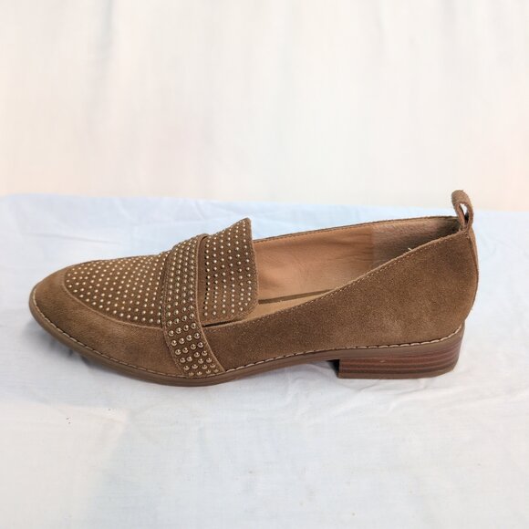 Crown Vintage Tan Suede Studded Loafers, Size 9 - Picture 3 of 10